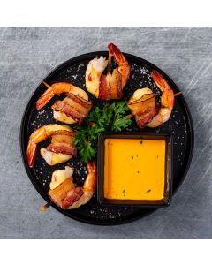 Par-Cooked Bacon Wrapped Shrimp With Pepper Jack Cheese
